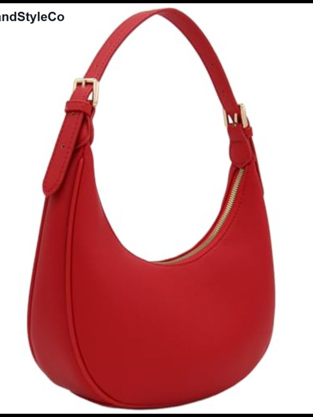 Faux Leather Baguette Shoulder Bag with Gold Hardware